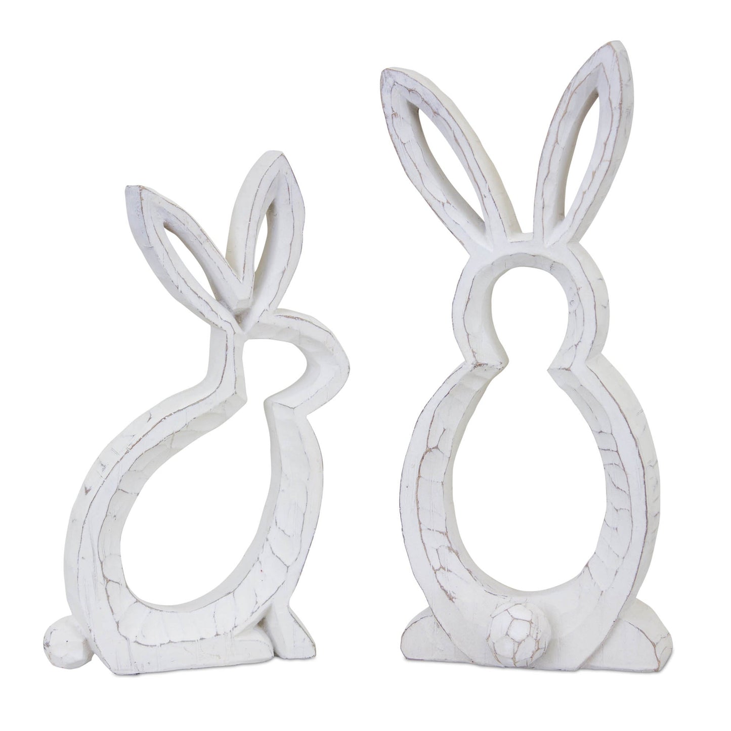 Set of 2 Carved Resin Stone Bunny Silhouettes