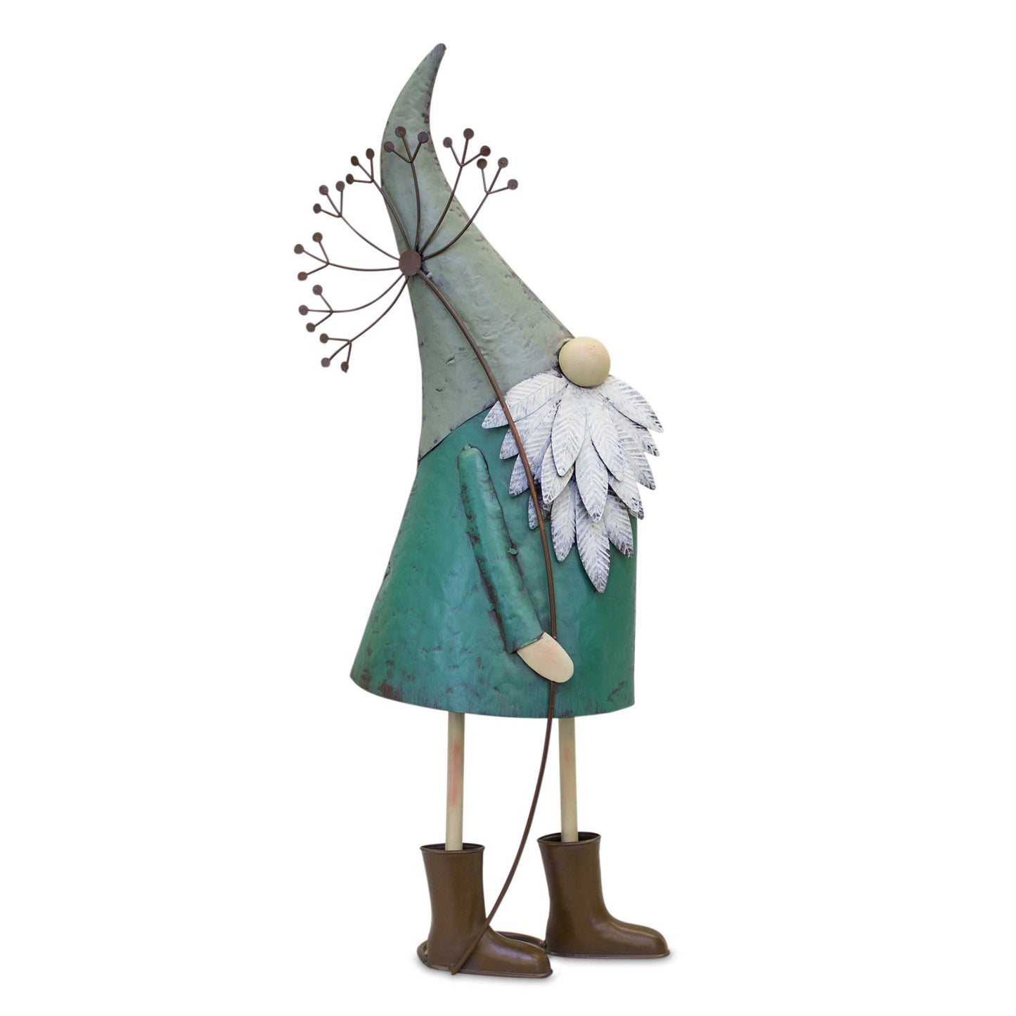 Set of 2 Iron Garden Gnomes with Flowers
